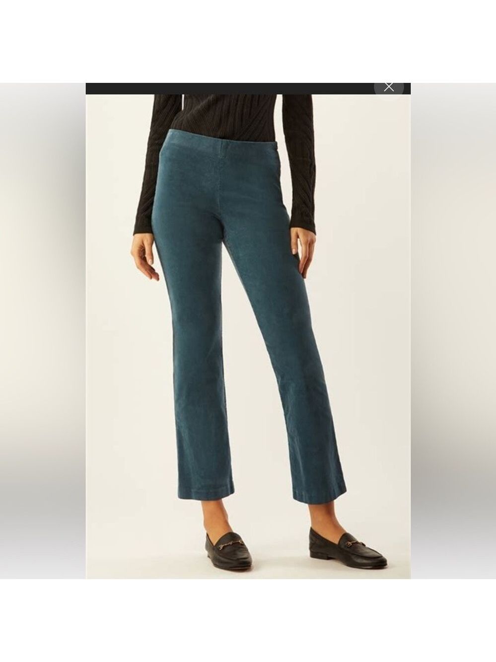 NWT Ecru Prince Cropped Flare Leg Corduroy Blue Pant Size 4